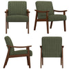 Mid-Century Modern Corduroy Upholstered Accent Chair with Solid Wood Legs Green