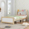 3ft Single Size Bed Single Bed Pine Wooden Kids Bed Frame with Storage Headboard