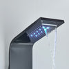 Black LED Shower Panel Column Tower Stainless Steel Rain Massage Body Jets Mixer