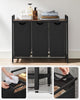 3 Compartment Black Steel MDF Laundry Basket with Removable Bags Organizer