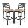 2 PCS Pub Bar Chairs Barstools Metal Frame Garden Patio Dining Chairs w/Cushions