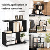 2-Tier Irregular Bookshelf Freestanding Wooden Display Shelf w/Compartment Black