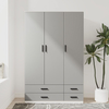 Wardrobe 180cm Tall Hanging Rail Shelf Storage Drawers White Grey Wood Unit Home