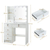 Modern Dressing Table Makeup Desk with Mirror 6-Drawer Stool Bedroom Vanity Set