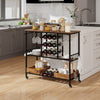 3 Tiers Bar Cart Home Serving Cart Industrial Rolling Beverage Cart on Wheels