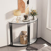 FATIVO Luxury Marble Console Table Semi Circle Entryway Table Geometric Line Leg