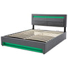 Upholstered Ottoman Bed 4ft6 Double LED Hydraulic Bed Frame with Storage Grey