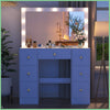 Large Makeup Desk with LED Lights Mirror 7 Drawers and 3 Light Colors White