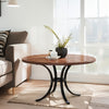Round Dining Table for 4-6 People, 120cm Farmhouse Kitchen Table Rustic Brown