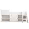 Kids Cabin Bed Mid Sleeper Bed Frame Storage Bed with Drawers and Shelves White