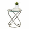 Coffee Table decore Clear Glass Round Side End Chrome Base-STB41/CH