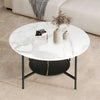 Heavy Duty Marble Coffee Table Large 2 Tier Round Sofa Side End Table Bookshelf