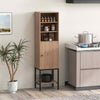 Sturdy Metal Support Slim Cupboard Tall Kitchen Storage Cabinet-Natural