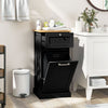Laundry Cabinet with Basket Freestanding Tilt Out Laundry Hamper W/Drawer-Black