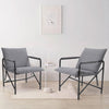 Modern Linen Fabric Padded Seat Accent Chair Metal Frame Armchair Fishing Chair