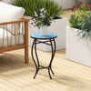 Outdoor Patio Side Table Mosaic Accent Table Coffee Table Porch Plant Stand Blue