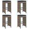 Garden Bar Stools with Cushions 4 pcs Grey Poly Rattan