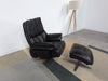 DFS Adstock Black Leather Electric Incline Swivel Chair & Footstool RRP £1559