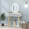 LED Lighted Modern Dressing Table Set Mirror Vanity Table 2 Drawer with Stool