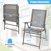 2 Pcs Patio Folding Chairs Outdoor Portable High Back Dining Chairs w/Armrests