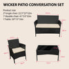 4PCS Rattan Sofa Set Garden Furniture Patio Weaving Wicker Armchair+Table Black