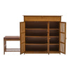 Large Wooden Shoe Rack Shelf Shoes Cabinet With Soft Seat Bench Footwear Storage