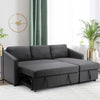 Sofa Bed 3 Seater Grey Padded Suite Convertible Recliner Sofabed L-Shaped Corner