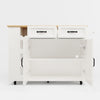 ROLLING KITCHEN ISLAND WITH DROP LEAF, 2 DRAWERS, SPICE RACK & WINE RACK, WHITE