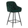 2X Green Velvet Bar Stools Kitchen Breakfast Stool Footrest 65 cm Padded Seat