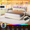 Upholstered Ottoman Storage Bed Frame 5ft King with Storage Headboard, LED Beige