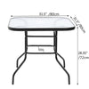 80cm Outdoor Garden Square Dining Table Patio Tempered Glass Top w/ Parasol Hole