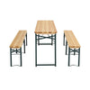 German Style Beer Hall Table Benches Vintage Wooden Folding Trestle Picnic BBQ