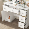 White Dressing Table Stool Vanity Set Makeup Desk 5 Drawers with Sliding mirror