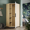 High Gloss Corner Wardrobe White&Oak Bedroom Furniture with Hanging Rail Shelves