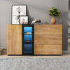 SIDEBOARD SIDE CABINET WITH 3 DRAWER STORAGE & LED OPEN SHELVES FOR LIVING ROOM