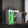 High Gloss White RGB LED Sideboard Cabinet Storage Doors Living Room Cupboard