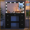 Large LED Light Mirror Dressing Table Set with 7 Drawers Vanity Make up Desk