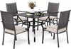 5Pcs Outdoor Furniture Patio Furniture Set Outdoor Dining Set w/ Umbrella Hole