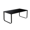 Black Glass Coffee Table Top Metal Legs End Side Table Living Room Rectangle