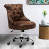 Classic Chesterfield Brown Faux Leather Office Chair Swivel Adjustable Desk Seat