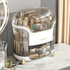 Clear Desktop Cosmetic Storage Box Make Up Organizer 2 Drawers Lidded Case Rack