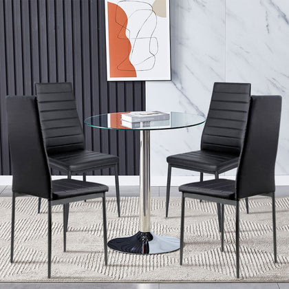70cm Round Dining Table &2 4 Black Chairs Padded Seat Kitchen Dining Room Lounge