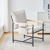 Accent Chair with Metal Frame Wide Seat Corduroy Armchair for Living Room Beige