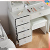 Dressing Table Mirror Drawers Vanity Makeup Desk Stool Set With LED Lights White