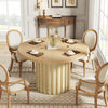 Round Dining Table for 4, Farmhouse Kitchen Table with Metal Base,...
