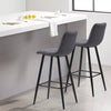 Set of 2 Velvet Chairs High Back Bar Stools Footrest Backrest Metal Legs Pub