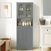 Tall Bathroom Storage Cabinet Freestanding Linen Cabinet Grey