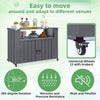 Outdoor Metal Storage Cabinet with Wheels, Tool Chest Garage Cupboard with Doors