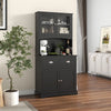Multifunctional Modern Storage Cabinet 4 Doors Cupboard-Black