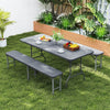 Wood-Like HDPE Thickened Long Seat w/ Handle & Lock-Grey